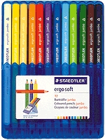 エルゴソフト　ジャンボ色鉛筆12色(三角太軸　芯4mm)